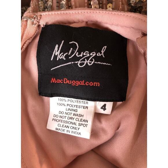 Mac Duggal Dress Sequin Embellished Flutter Sleeve Evening Vintage Rose NWT 4 - Picture 10 of 11